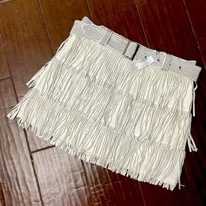 Dressed Impeccably Embellished White Fringe Skort (Large)